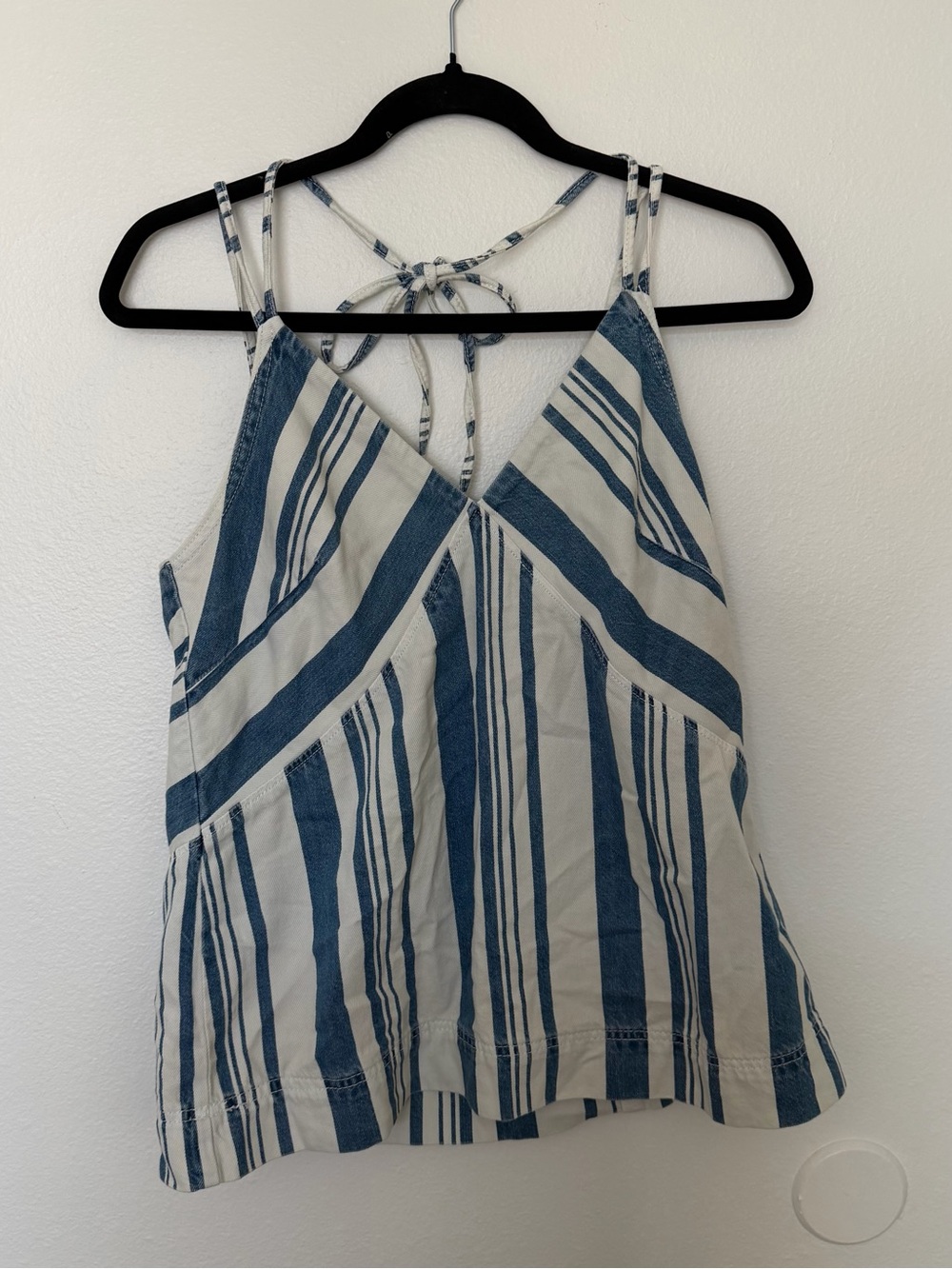 Universal thread Striped Blue and White V-Neck Spaghetti Strap Tank Top